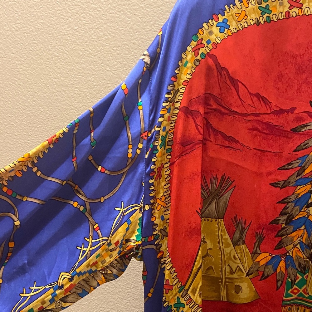Cory B New York Native American print silk shirt size large - Picture 9 of 11